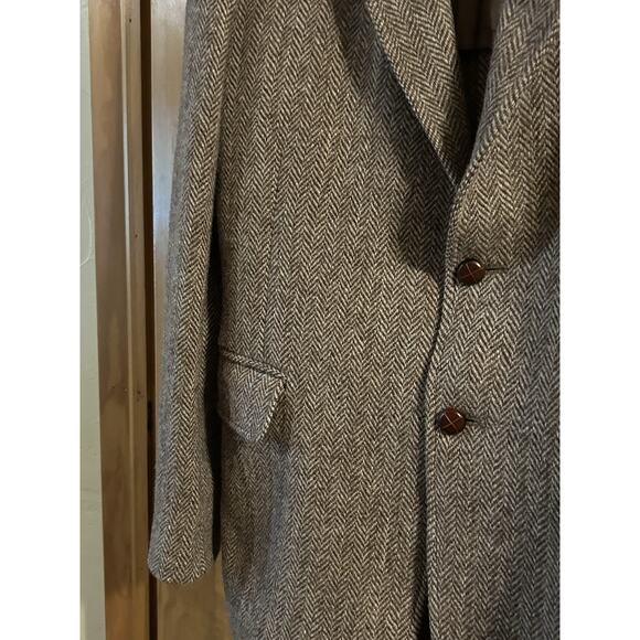 Harris Tweed Jacket Mens Brown Sport Coat Herringbone Wool Scottish Wood Hunt - Picture 4 of 16